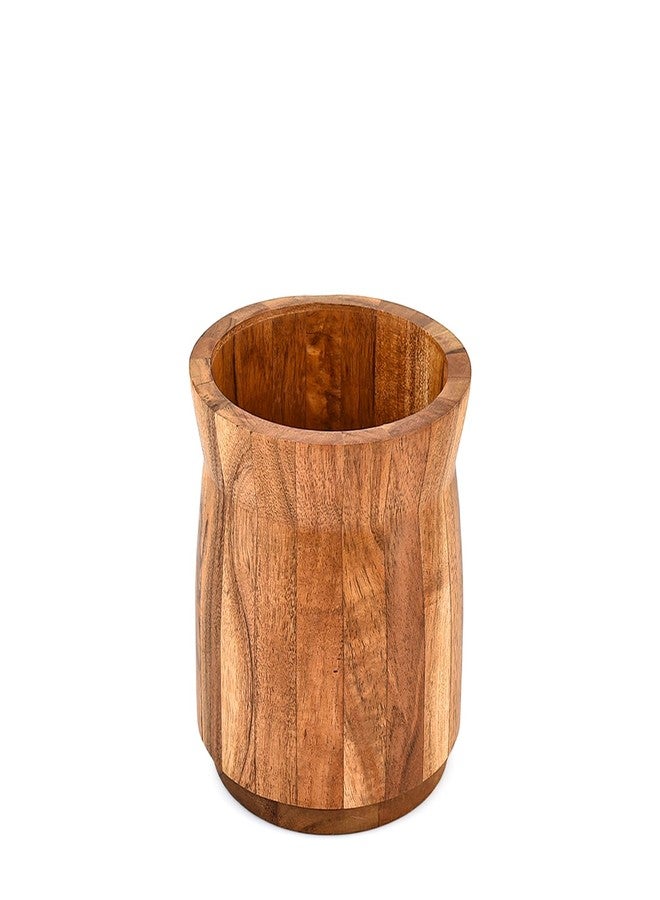 Kimona Utensil Crocks Acacia Wood Kitchen Utensil Holder, for Countertop, Farmhouse Kitchen Décor (6'' X 6'' X 7'') - Image 1